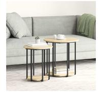 Side Table Sonoma Oak 50x50x50.5cm Metal Frame Engineered Wood Industrial Shelf