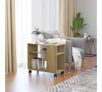 Side Table Sonoma Oak 70x35x60cm Engineered Wood 2-Tier Mobile Accent Table Home