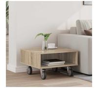 Side Table Sonoma Oak Engineered Wood 50.5x50x30cm Mobile Nightstand with Wheels