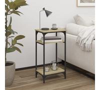 Side Table Sonoma Oak Engineered Wood Steel 40x30x75 cm Black Industrial Style L