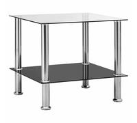 Side Table Tempered Glass Accent End Couch Sofa Table Transparent/Black vidaXL