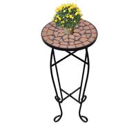 Side Table Terracotta Ceramic Mosaic 30x60cm Iron Frame Set of 3 Outdoor 3pcs .