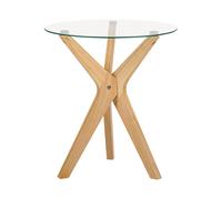 Side Table VALLEY Tempered Glass Light Brown