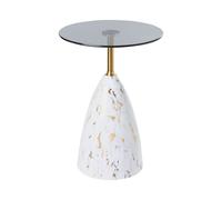 Side Table WABBY Tempered Glass White Marble