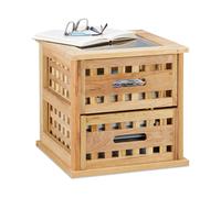 Side table walnut Small Nightstand Compact Glass Top Walnut Nightstand Square