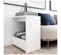 Side Table White 50x26x50 cm Engineered Wood Minimalist Round-Edge Accent Table