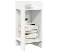 Side Table White Engineered Wood 25.5x27x60cm 2-Shelf Corner Minimalist Compact