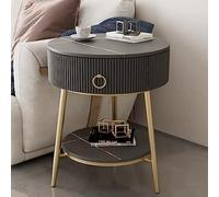 Side Table with Drawer and Open Shelf, Metal Frame, Accent Table for Living Room/Bedroom, Stylish and Functional, Dark Grey
