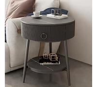 Side Table with Drawer and Open Shelf, Metal Frame, Accent Table for Living Room/Bedroom, Stylish and Functional, Dark Grey