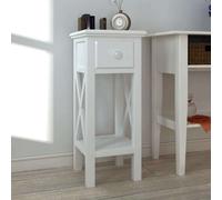 vidaXL Side Table with Drawer White