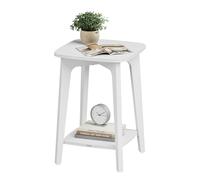 VASAGLE 2-Tier Small Square Side Table with Tapered Legs | End Table, Nightstand with Curved Transitions, for Living Room, Bedroom, Cloud White, MAEZO Collection LET236W01