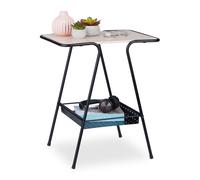 Side Table with Magazine Rack Nightstand Shelf Coffee Couch Table Metal Frame