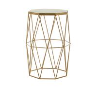 Side Table With Octagonal Top, White Marble Inset With Sublime Veining, Geometric Black Iron Frame Premier Housewares Gold One Size