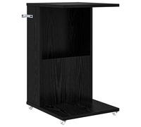 vidaXL Side Table with Wheel Black Oak 40 x 35 x 60 cm Engineered Wood