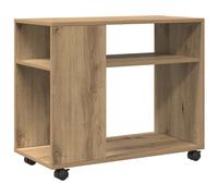 (oak) vidaXL Side Table with Wheels Hall Tea End Table Sofa Table Engineered Wood