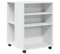 (white) vidaXL Side Table with Wheels End Sofa Table Engineered Wood