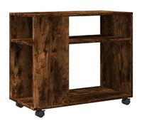 vidaXL Side Table with Wheels Smoked Oak 70x35x60 cm Engineered Wood