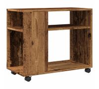 (old wood) vidaXL Side Table with Wheels Hall Tea End Table Sofa Table Engineered Wood