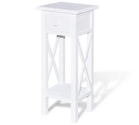 White Telephone Side Table with Drawer