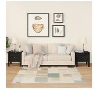 Side Tables 2pc Solid Pinewood Black 40x40x39cm Compact Rustic End Drawer Pair