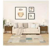 Side Tables 2pc Solid Pinewood Honey Brown 50x50x49cm Rustic Accent with Drawer