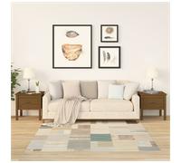 Side Tables 2pc Solid Pinewood Honey Brown 50x50x49cm Rustic Accent with Drawer