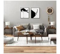 Side Tables 2pcs Brown Oak Engineered Wood Steel 40x40x35 cm Industrial.