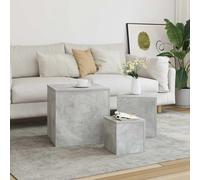 Side tables 3pc Concrete Grey Engineered Wood 45/35/24cm Cube Nesting Accent Set