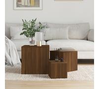 Side Tables 3pcs Smoked Oak Engineered Wood 45/35/24cm Nesting Set Modern Square