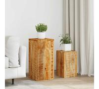 vidaXL Plant Stands Side Tables Plant Rack Sofa Table 2 pcs Solid Acacia Wood