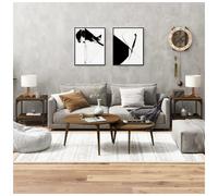 Side tables set 2pcs Brown Oak 40x40x40cm Engineered Wood & Steel Industrial Oak