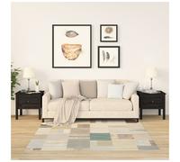 Side Tables Set of 2 Black Solid Pinewood 50x50x49cm Square Minimalist Compact