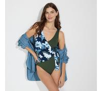 Side Tie Wrap Swimsuit, High Leg lands end Multi 26