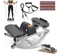 Side to Side Rock Stepper Machine for Home Exercise - with Resistance Band & Digital Display for Legs, Glutes