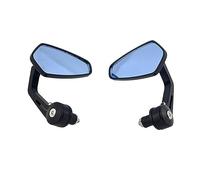 Side view mirror 7/8" 22mm Universal Motorcycle Aluminum Handlebar Bar End Rear View Side Mirror For RC 390 125 750 250 MSX125 CB500F(Blue Lenses)