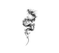 Side Waist Floral Dragon Herbal Temporary Tattoo Sticker, Semi-permanent, Waterproof, Non-reflective, Long-lasting 2-weeks, Fake Tattoos