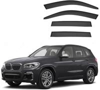 Side Window Deflectors for BMW X3 MK3-G01 2018-2024 | 2.5mm Extra Thick Shatter-Resistant Acrylic, 4pc Front & Rear Set, Smoked Grey Tint, Tool-Free Install