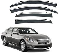 Side Window Deflectors for INFINITI M37 M35 M25 Y51 2011-2019 | 2.5mm Extra Thick Shatter-Resistant Acrylic, 4pc Front & Rear Set, Smoked Grey Tint, Tool-Free Install
