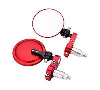 Side Wing Mirror Universal Motorcycle Mirror 3 Inch Round Folding Rod End Side Mirror White Glass 2021 Bar End Side Mirrors(Red)