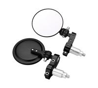 Side Wing Mirror Universal Motorcycle Mirror 3 Inch Round Folding Rod End Side Mirror White Glass 2021 Bar End Side Mirrors(Black)