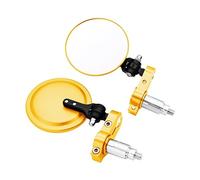 Side Wing Mirror Universal Motorcycle Mirror 3 Inch Round Folding Rod End Side Mirror White Glass 2021 Bar End Side Mirrors(Yellow)