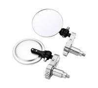 Side Wing Mirror Universal Motorcycle Mirror 3 Inch Round Folding Rod End Side Mirror White Glass 2021 Bar End Side Mirrors(Silver)