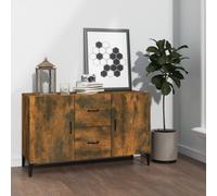 Sideboard 100x36x60cm Smoked Oak Engineered Wood 4-Door Compact Storage Slim Fit
