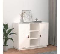 Sideboard 100x40x75 cm Solid Pine Wood White Modern Storage Cabinet with doors.