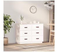 Sideboard 100x40x75 cm Solid Pinewood White Modern Storage Cabinet 6 Drawers Top