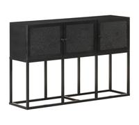 Sideboard 115x30x76 cm Solid Mango Wood Black 3-Door Rustic Powder-Coated Steel