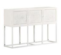 Sideboard 115x30x76 cm Solid Mango Wood Top White Powder-Coated Steel 3dr Units