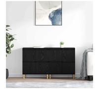 vidaXL 4 Door Black Oak Sideboard Set of 2 - Size: 70 x 60 x 35cm - Wilko