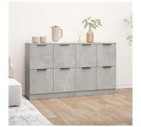 Sideboard 120 x 30 x 70 cm Concrete Grey Engineered Wood 8 Hinged Doors Modern.