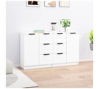 Sideboard 120x30x70cm White Engineered Wood 6 Drawers 2 Doors Slim Steel Handles